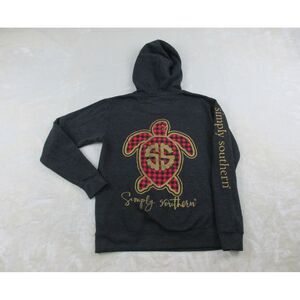 Simply Southern Sweater Womens Small Gray Turtle Hooded‎ Pullover Casual Ladies